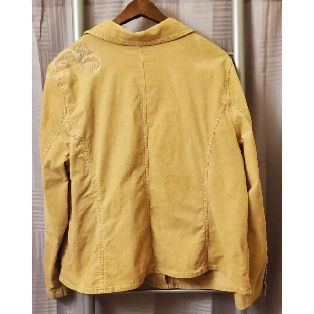 Avenue Jeans Tan Corduroy Jacket‎ Embroidery Size 18/20